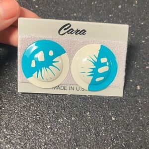 Cara 90s Teal and Cream Earrings